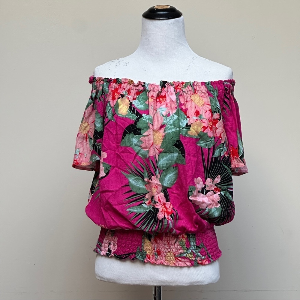 RACHEL Rachel Roy Magenta Floral Off-Shoulder Blouse